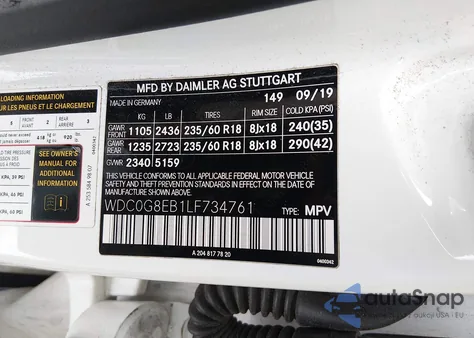 2020 Mercedes-Benz Glc 300 4Matic z USA, uszkodzony, nr VIN WDC0G8EB1LF734761